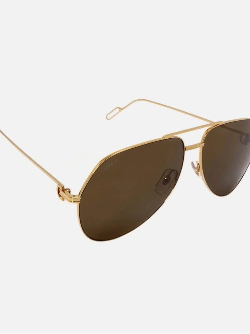 Cartier Authentic Aviator Pilot Brown Lens Shiny Gold Sunglasses CT0110S 014 62
